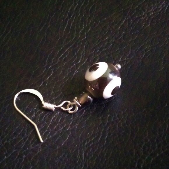 Dark Gray Evil Eye Beaded Dangle Earrings! Protective Charm Meets Modern Chic - Picture 8 of 8